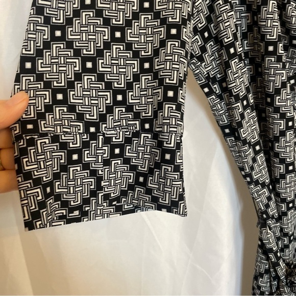 LAUNDRY By Shelli Segal Women’s Black White Button Down Midi‎ Dress Size 14 - Picture 5 of 13